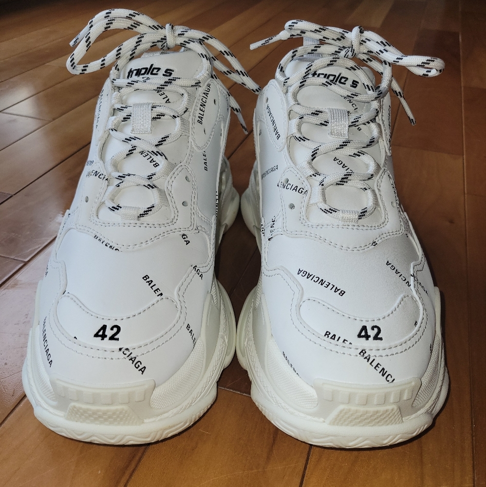 Balenciaga White Triple S Allover logo Sneaker